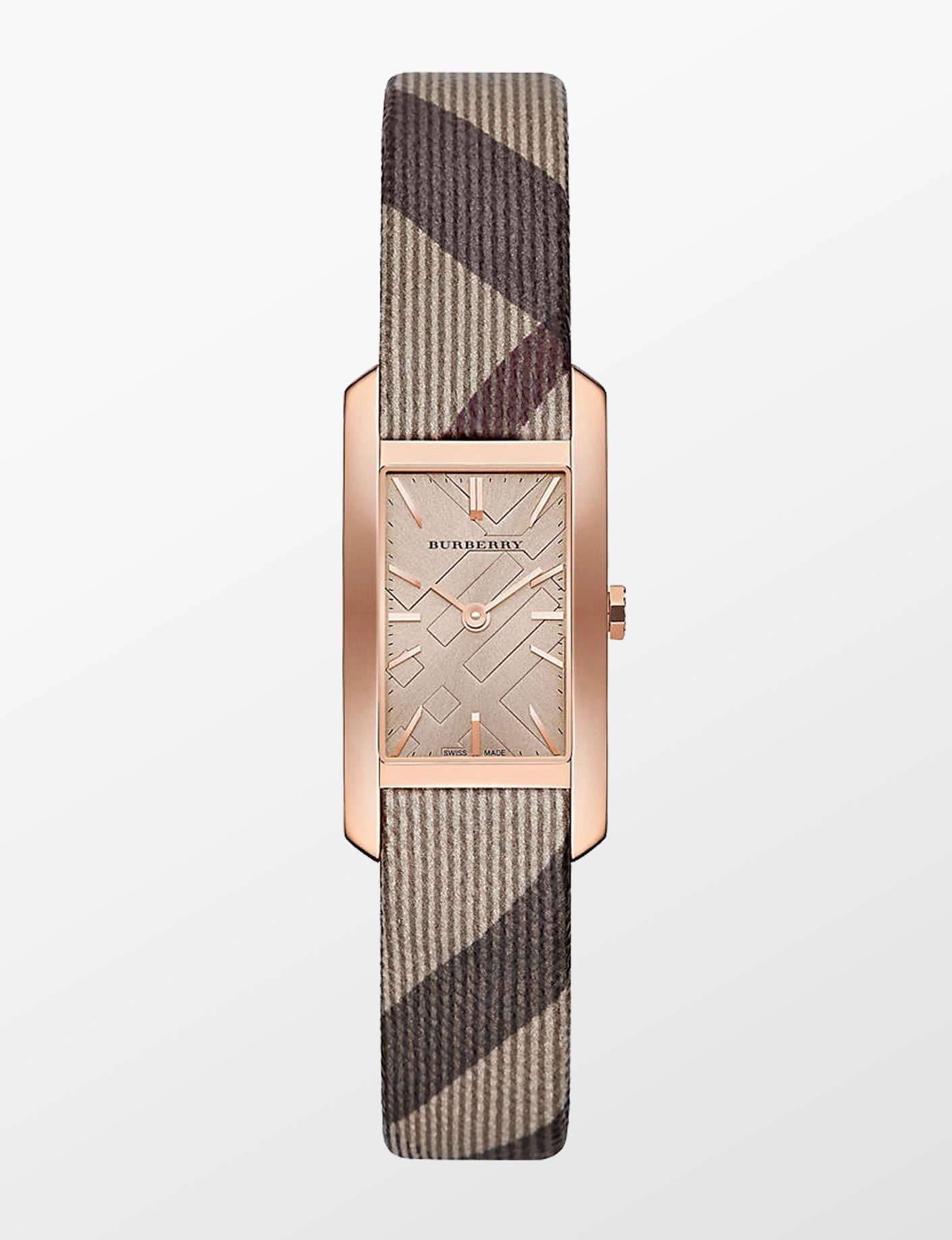 Burberry Heritage BU9510 watch front view with cream dial and rose gold case