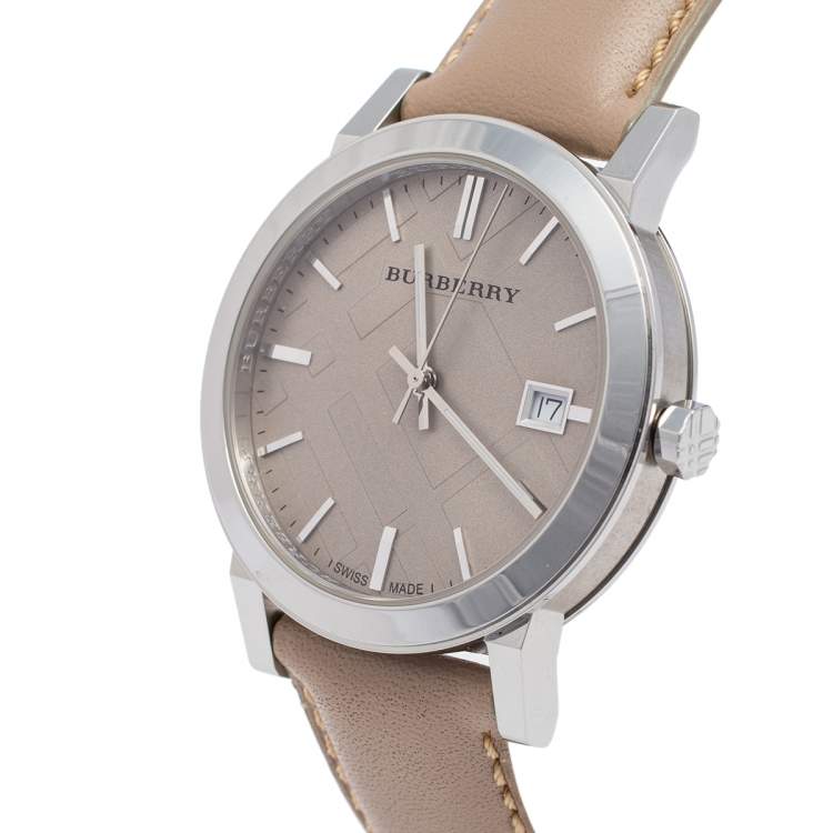 Burberry Men's Large Check Tan Leather Strap Men's Watch BU9010 - The Watches Men & CO #2