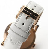 Burberry Rose Gold Case White Leather Strap Women’s Watch BU9108 - Watch