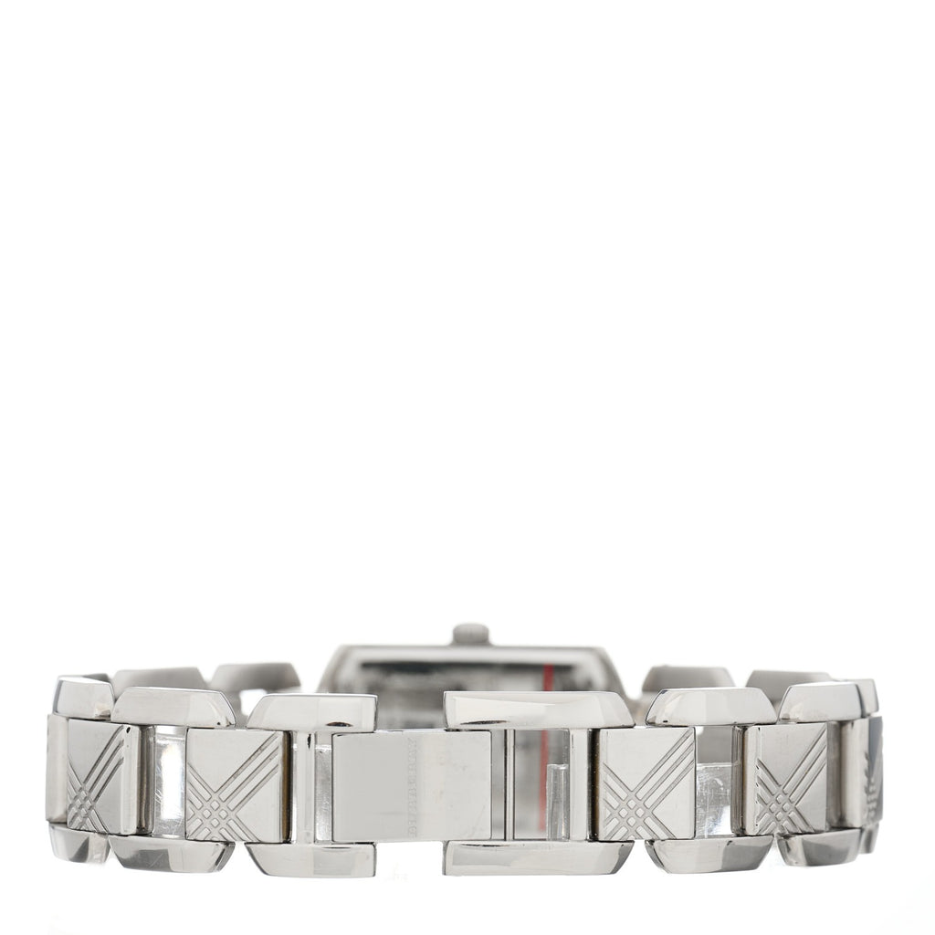 Steel bracelet clasp and links with Burberry signature checked design
