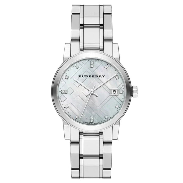 Burberry Silver Stainless Steel Mother Of Pearl Dial Women’s Watch BU9125 - Watch