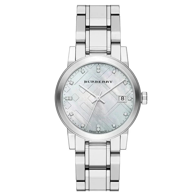 Burberry Silver Stainless Steel Mother Of Pearl Dial Women’s Watch BU9125 - Watch