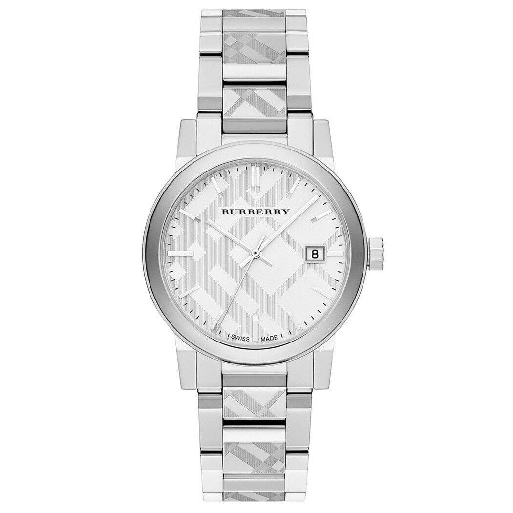 Burberry The City silver stainless steel men's watch with white dial and date window