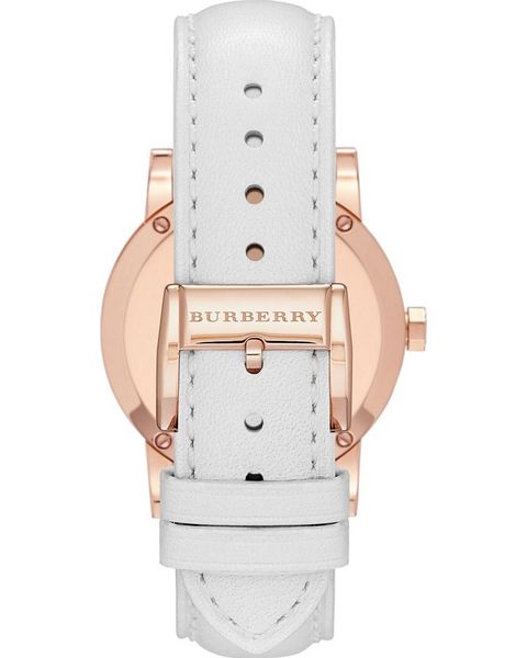 Burberry The City women's watch white leather strap with rose gold buckle closure