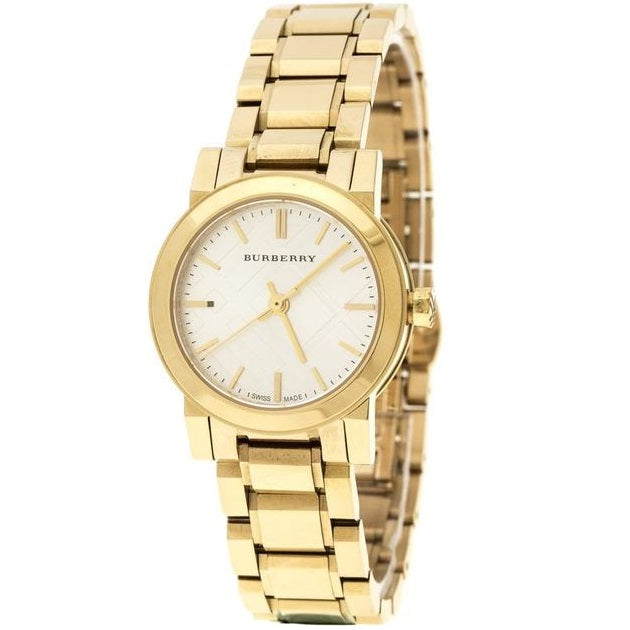Burberry The City women's watch with white dial, gold-tone case and bracelet