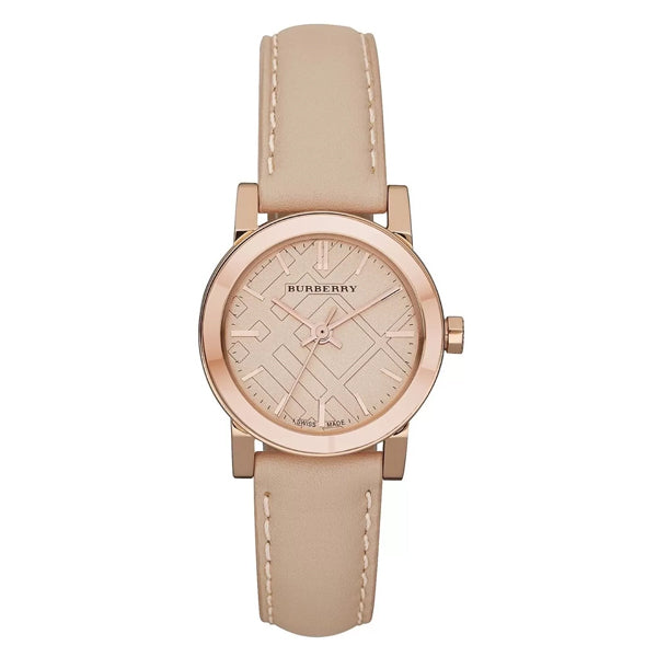 Burberry The City women's watch with check pattern dial, rose gold case and pink leather strap