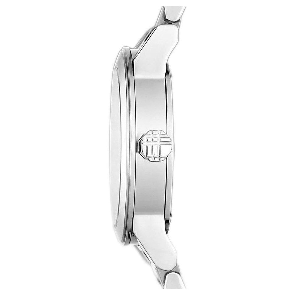 Side view of Burberry The City women's watch showing case profile and bezel