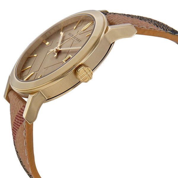 Burberry The City Champagne Dial Haymarket Check Strap Unisex Watch BU9026 - The Watches Men & CO #2