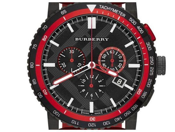 Burberry The City Chronograph Black Dial Red Rubber Strap Watch For Men - BU9805 BU9805 - Image 2
