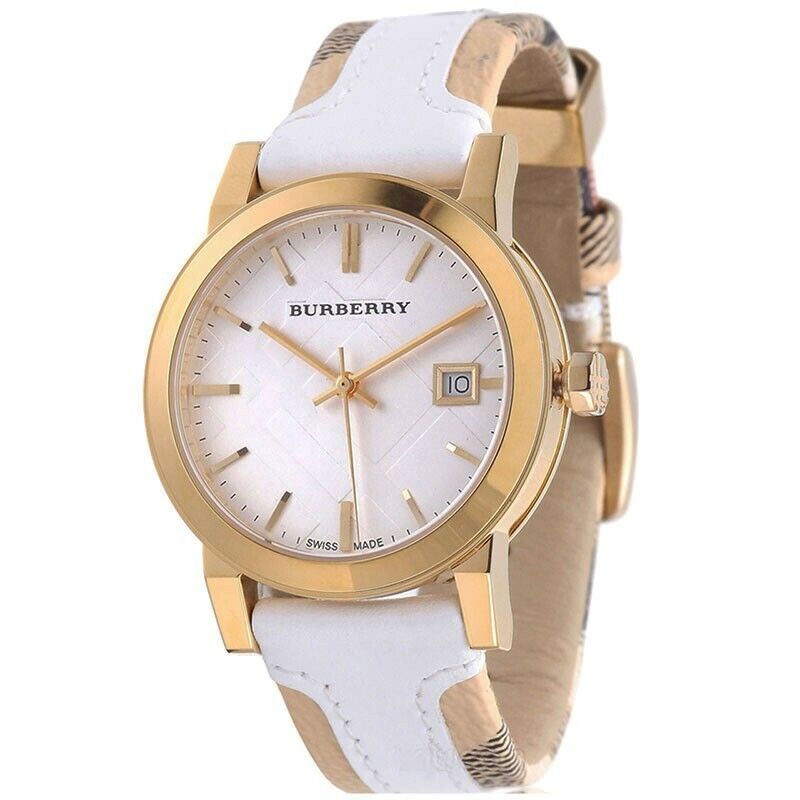 Burberry Women's Large Check Leather Strip On Fabric  Women's Watch  BU9110 - The Watches Men & CO