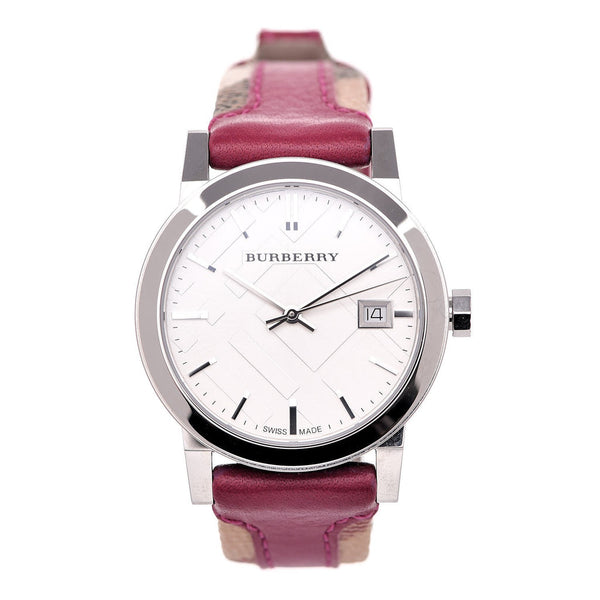 Burberry The City White Dial Haymarket Pink Leather Strap Watch for Women - BU9149 BU9149 - Image 2