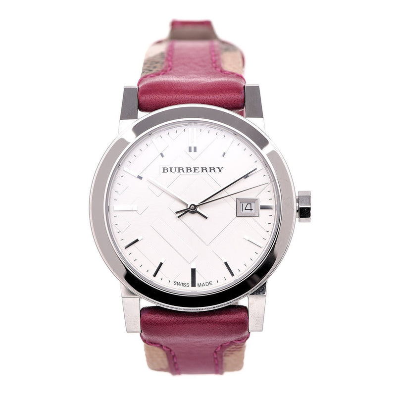 Burberry The City White Dial Haymarket Pink Leather Strap Watch for Women - BU9149 BU9149 - Image 2
