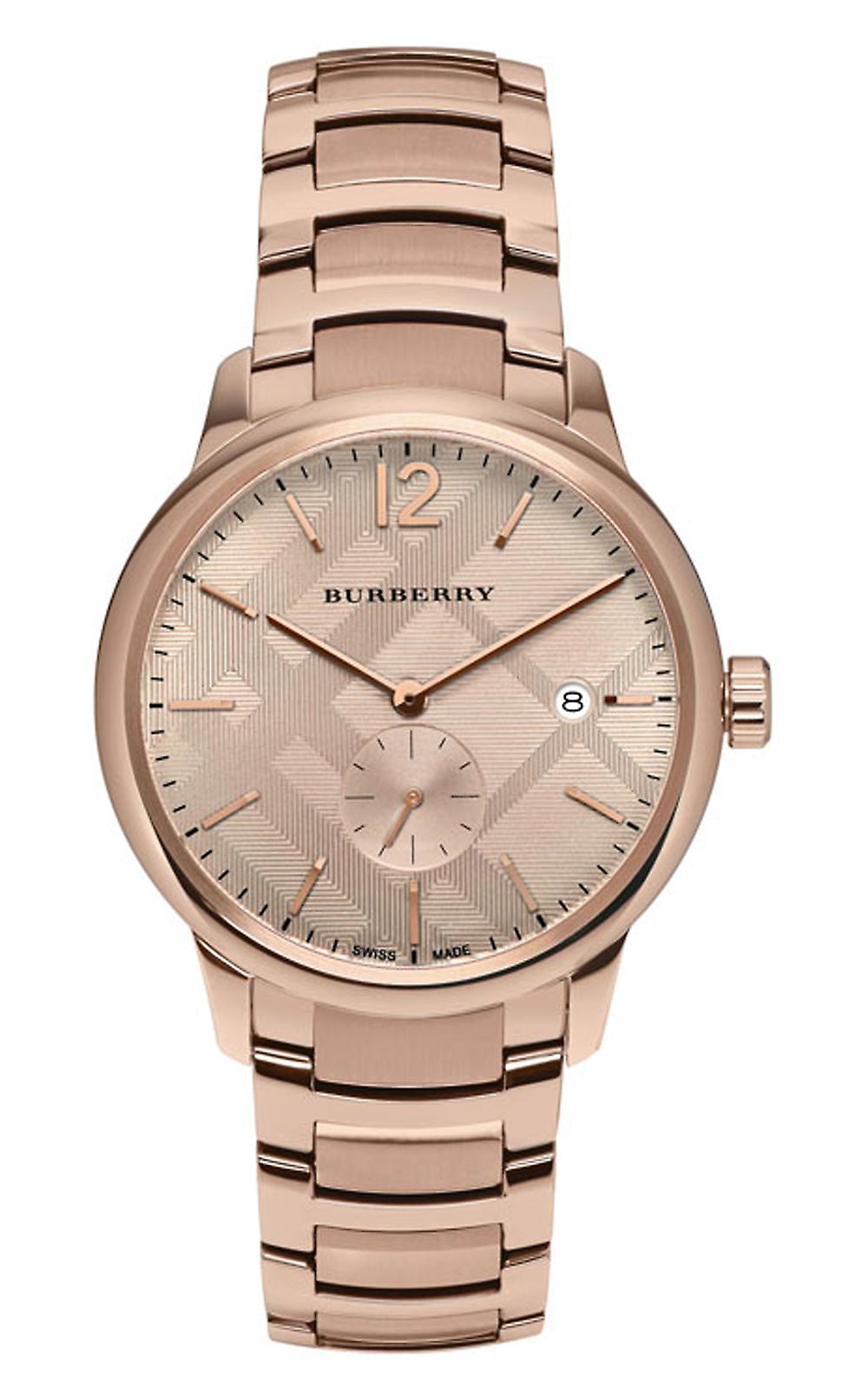 Burberry Classic rose gold men's watch BU10013 with rose dial and small seconds subdial