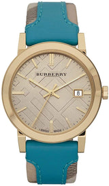 Burberry Turquoise Leather Nova Check 38mm Women’s Watch BU9018 - Watch