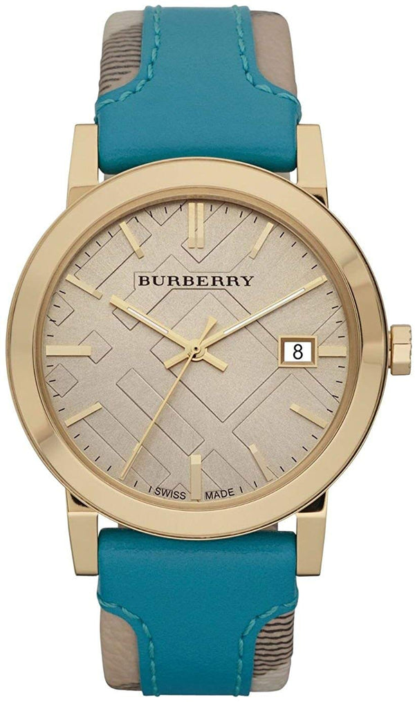 Burberry Turquoise Leather Nova Check 38mm Women’s Watch BU9018 - Watch