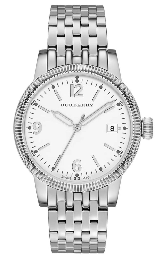Burberry The Utilitarian BU7838 white dial silver stainless steel watch with date window