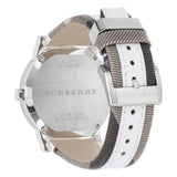 Burberry White Sunray Dial Trench Check White Leather Strap Unisex Watch BU9019 - Watch