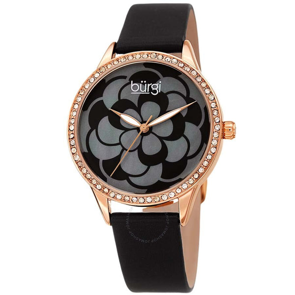 Burgi Black Mother of Pearl Dial Ladies Watch BUR203BKR - The Watches Men & Co