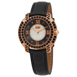 Burgi Black Mother of Pearl Dial Black Leather Ladies Watch BUR156BKR - The Watches Men & Co