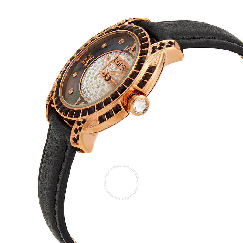 Burgi Black Mother of Pearl Dial Black Leather Ladies Watch BUR156BKR - The Watches Men & Co #2