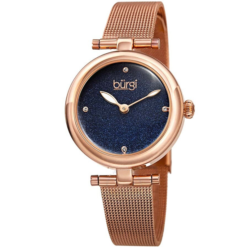 Burgi Blue Dial Rose Gold-tone Ladies Watch BUR231RGBU - The Watches Men & Co
