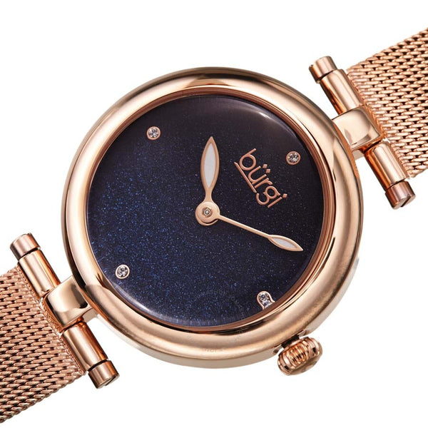 Burgi Blue Dial Rose Gold-tone Ladies Watch BUR231RGBU - The Watches Men & Co #2