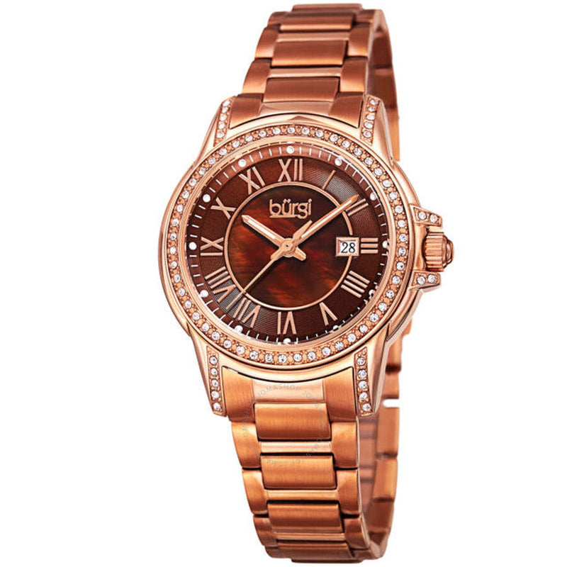 Burgi Brown Dial Rose Gold-tone Ladies Watch BUR168RGBR - The Watches Men & Co