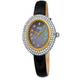 Burgi Crystal Black Dial Black Leather Ladies Watch BUR234BK - The Watches Men & Co