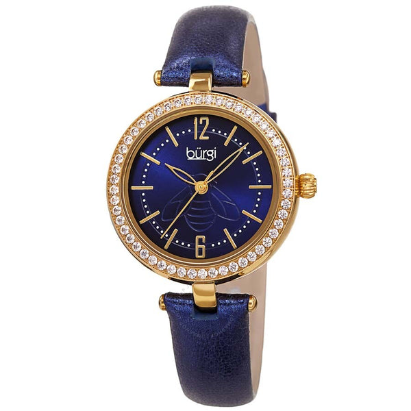 Burgi Crystal Blue Dial Ladies Watch BUR235BU - The Watches Men & Co