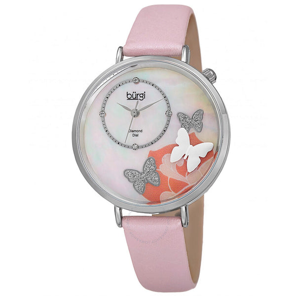 Burgi Crystal Butterflies Quartz Diamond Ladies Watch BUR158PK - The Watches Men & Co