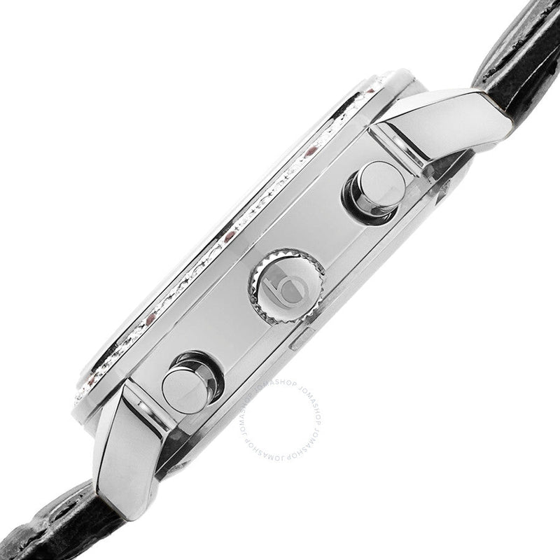 Burgi Crystal Chronograph Black Leather Mother of Pearl Dial Ladies Watch BUR089BK - The Watches Men & Co #4
