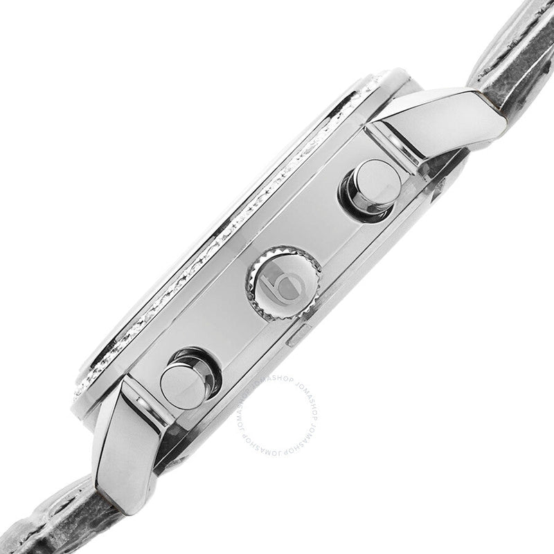 Burgi Crystal Chronograph Grey Leather Mother of Pearl Dial Ladies Watch BUR089GY - The Watches Men & Co #4