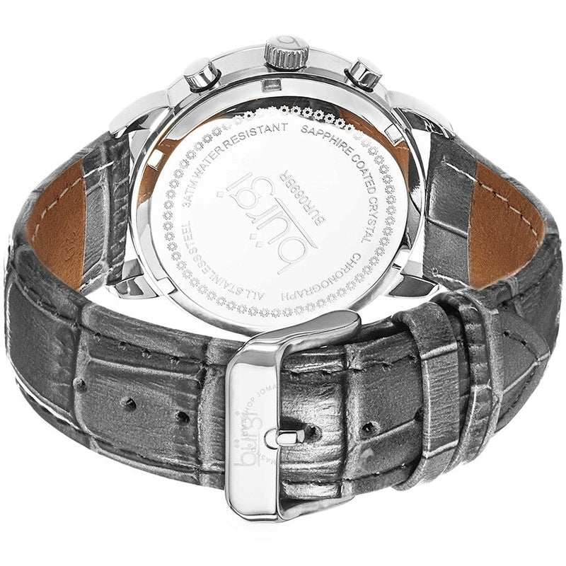 Burgi Crystal Chronograph Grey Leather Mother of Pearl Dial Ladies Watch BUR089GY - The Watches Men & Co #3