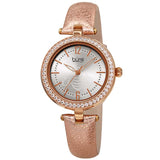 Burgi Crystal Silver Dial Gold Leather Ladies Watch BUR235RG - The Watches Men & Co