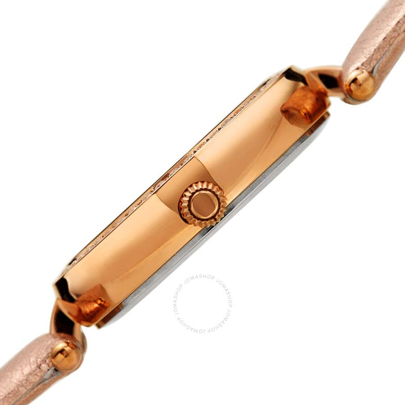 Burgi Crystal Silver Dial Gold Leather Ladies Watch BUR235RG - The Watches Men & Co #3