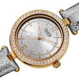 Burgi Crystal Silver Dial Silver Leather Ladies Watch BUR235YG - The Watches Men & Co #2