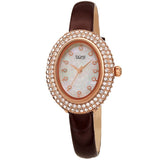 Burgi Crystal White Dial Brown Leather Ladies Watch BUR234BR - The Watches Men & Co