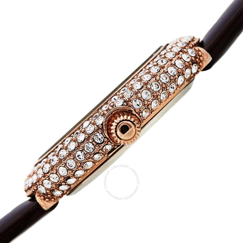 Burgi Crystal White Dial Brown Leather Ladies Watch BUR234BR - The Watches Men & Co #3