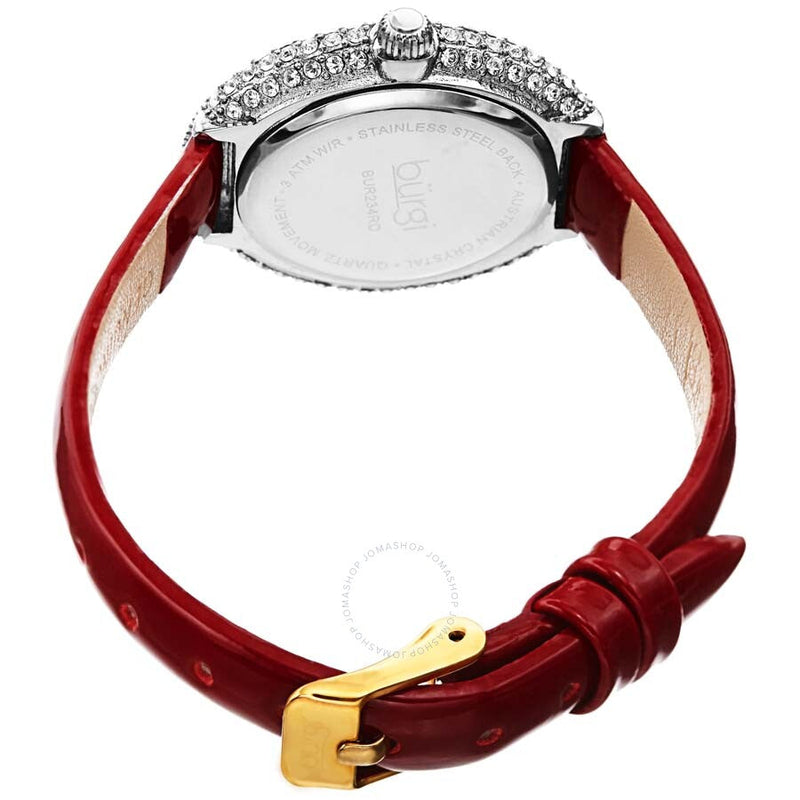 Burgi Crystal White Dial Brown Leather Ladies Watch BUR234RD - The Watches Men & Co #4