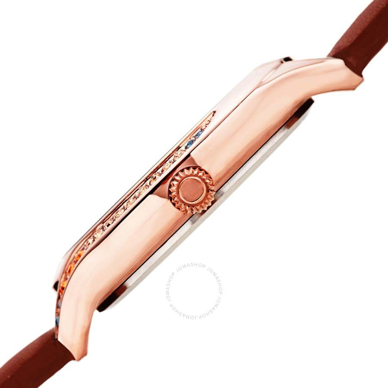 Burgi Crystal White Dial Brown Leather Ladies Watch BUR239BR - The Watches Men & Co #3