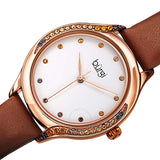Burgi Crystal White Dial Brown Leather Ladies Watch BUR239BR - The Watches Men & Co #2