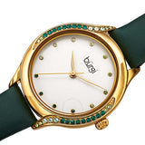 Burgi Crystal White Dial Green Leather Ladies Watch BUR239GN - The Watches Men & Co #2