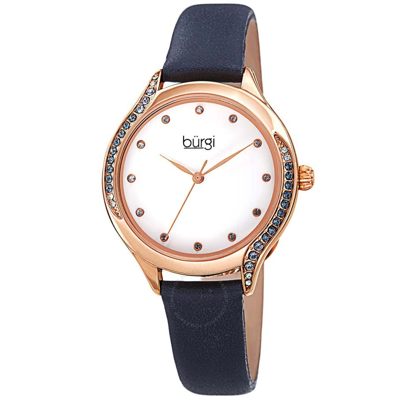 Burgi Crystal White Dial Ladies Watch BUR239BU - The Watches Men & Co