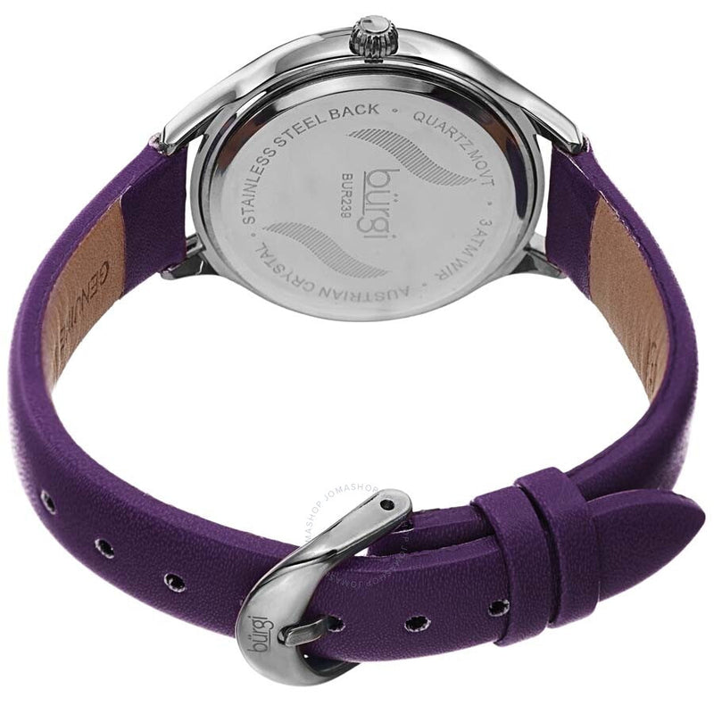 Burgi Crystal White Dial Purple Leather Ladies Watch BUR239PU - The Watches Men & Co #4