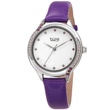 Burgi Crystal White Dial Purple Leather Ladies Watch BUR239PU - The Watches Men & Co