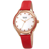 Burgi Crystal White Dial Red Leather Ladies Watch BUR239RD - The Watches Men & Co