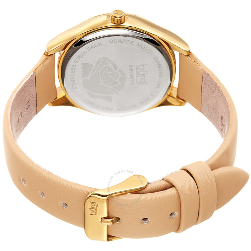 Burgi Diamond Accented Flower Quartz Ladies Watch BUR189YG - The Watches Men & Co #4