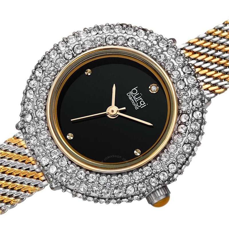 Burgi Diamond Crystal Black Dial Ladies Watch BUR236TTG - The Watches Men & Co #2