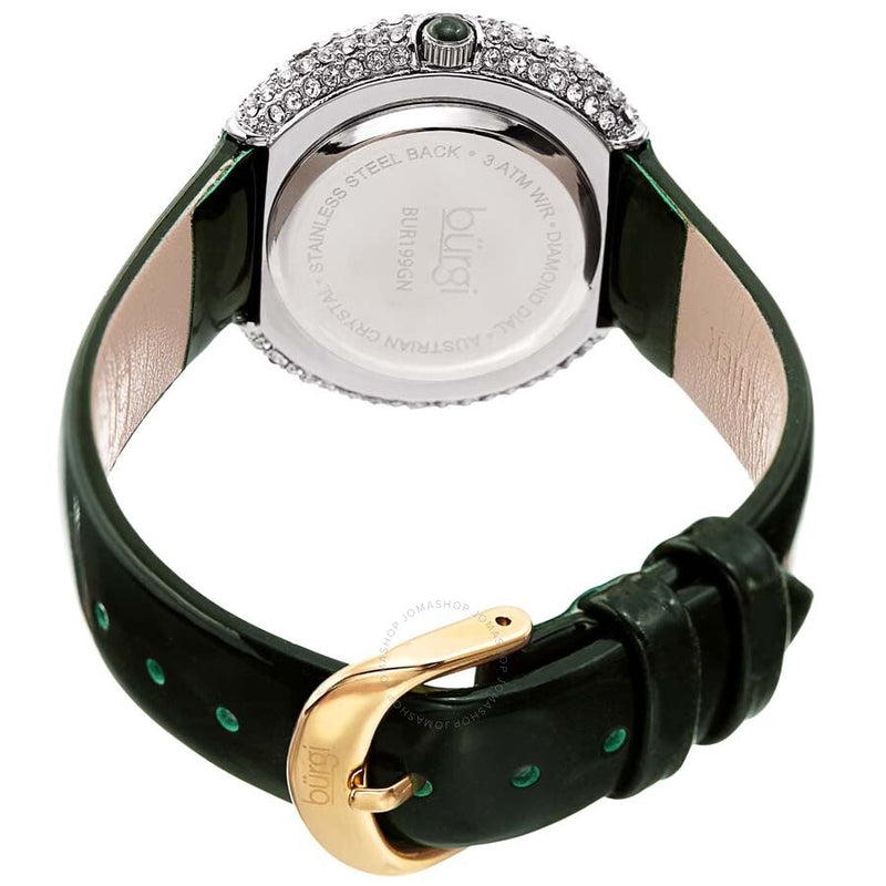 Burgi Diamond Crystal Green Dial Green Leather Ladies Watch BUR199GN - The Watches Men & Co #4