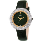 Burgi Diamond Crystal Green Dial Green Leather Ladies Watch BUR199GN - The Watches Men & Co
